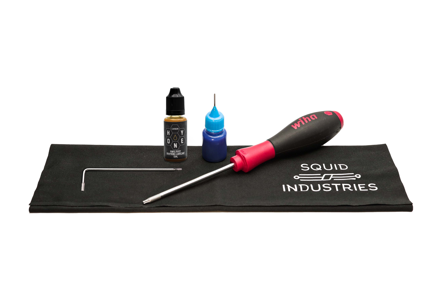 Squid Industries Premium Butterfly Knife Balisong Maintenance Kit with Carbon Honey