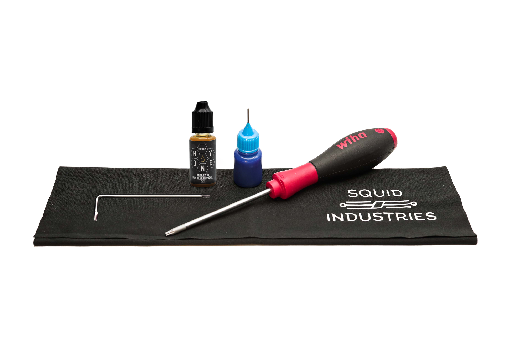 Squid Industries Premium Butterfly Knife Balisong Maintenance Kit with Carbon Honey